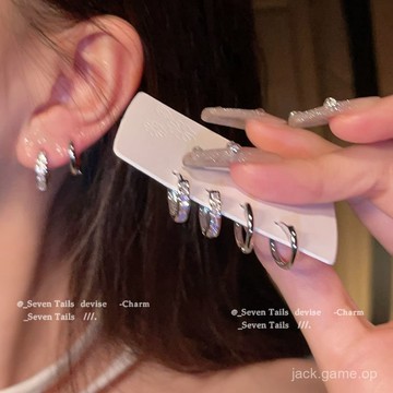 四件套!圈圈耳環女2023新款洋氣網紅素圈耳環爆款耳飾女高級感