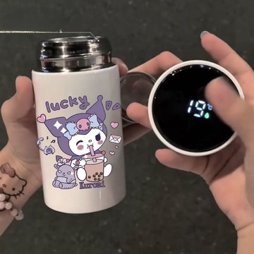 【臺灣-出貨】庫洛米三麗304智能保溫杯不鏽鋼女生高顏值便攜學生可愛顯溫水杯