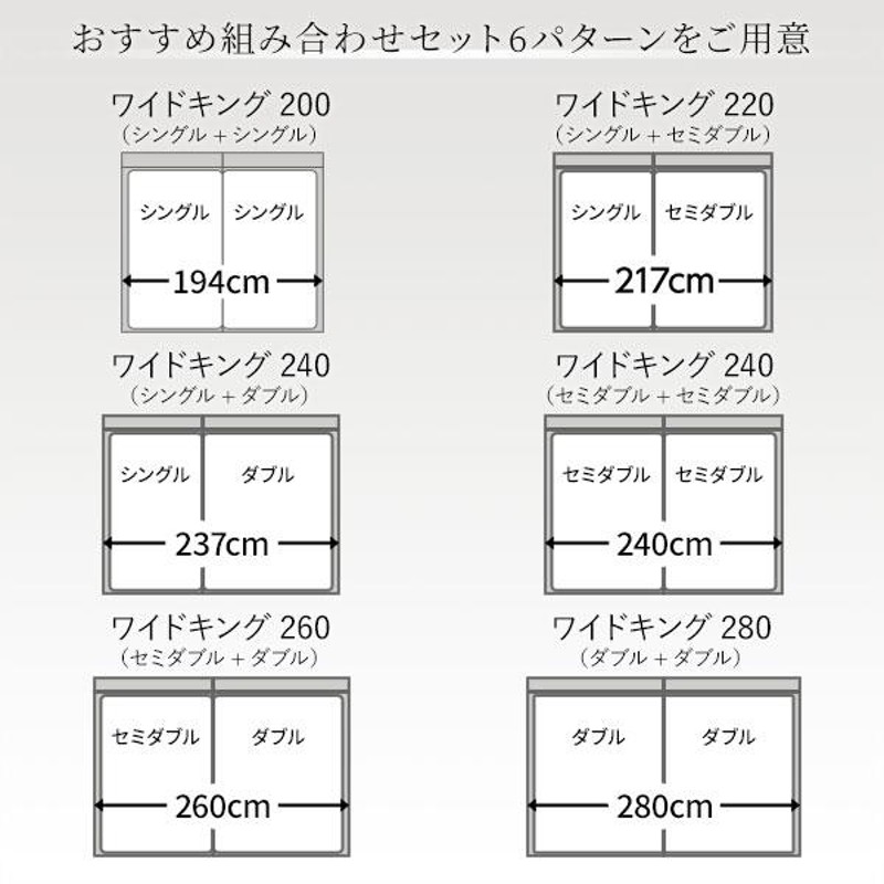 ベッド ワイドキング 260(SD+D) 国産ポケットコイルマットレス付き ブラウン 照明付 収納付 棚付 宮付 コンセント付 | LINEショッピング