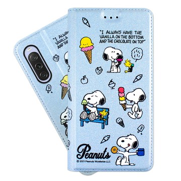 Xperia 10 V 殼 【SNOOPY/史努比】Sony Xperia 10 V (6.1 吋) 彩繪可站立皮套(最愛冰淇淋)