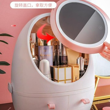 置物架化妝品收納盒帶鏡子壹體桌面口紅護膚品【雲木雜貨】