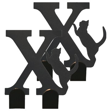 OPUS 東齊金工 歐式鐵藝貓咪字母掛勾 當貓咪遇上字母X  經典黑色  2個