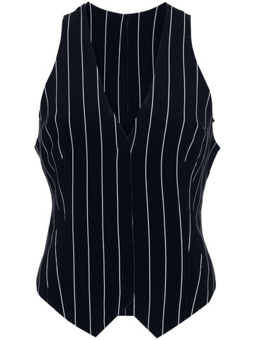 Norma Kamali - pinstripe-print vest - women - Polyester/Spandex/Elastane - M - Blue