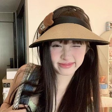 💗精心優選💗 草編新款空頂防曬騎車遮陽帽遮陽夏季大檐太陽帽紫外線草帽帽子 帽子 百搭