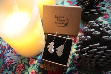 交換禮物【葉子系列-柏櫟樹】純銀耳勾 設計師手作商品