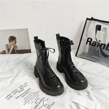 馬丁短靴休閒舒適綁帶女靴子英倫時尚百搭機車靴【聚物優品】