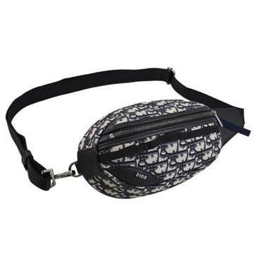 Christian Dior Scarab Oblique 浮雕LOGO緹花胸口包/腰包.深藍