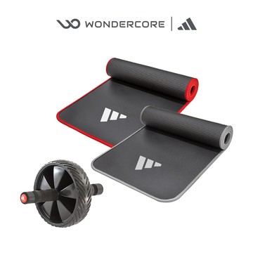 adidas 核心訓練組 (專業加厚訓練運動墊-10mm+健腹滾輪)
