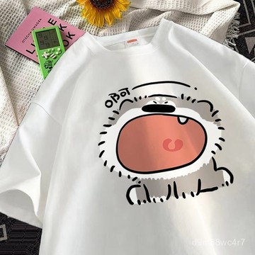 台灣出貨 夏季上衣 100%純棉T恤 情侶衣服 女生上衣 情侶T恤 短袖T恤女 卡通上衣 美式上衣 短袖上衣 寬鬆T恤