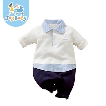 JOYBABY 長袖連身衣 寶寶西裝 長袖包屁衣 英倫風 藏青西裝包屁衣 新生兒爬服 禮服