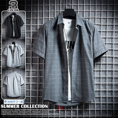 半袖シャツ メンズ チェックシャツ カジュアルシャツ スリムシャツ トップス 夏服 メンズファッション 通販 Lineポイント最大get Lineショッピング