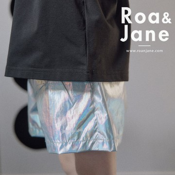 韓國專櫃 RoanJane Action銀色潮感運動短褲