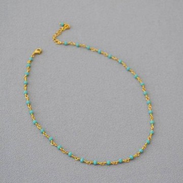 MoonDy 頸鍊 藍色 鎖骨鍊 水晶項鍊 閨蜜項鍊 鍍金項鍊 Y2K項鍊 choker