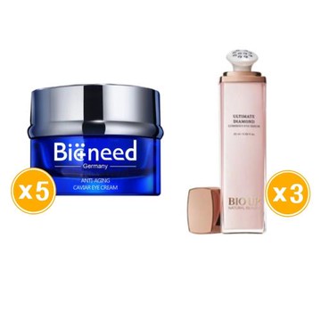 【全效呵護】BIO UP 自然美 皇家黑鑽蜂亮眼睛華20ml *3入+德國Bioneed 極致抗皺魚子眼霜30ml 共5入
