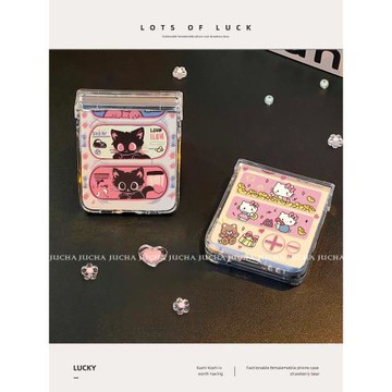 適用三星galaxyzflip6手機殼時尚女卡通高級感filp5硅膠防摔新款flip4全包samsung的保護套網紅可愛星星小貓