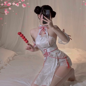 °• 𝘔𝘖𝘔𝘖𝘕𝘈 •°🫧現貨🫰 公子請留步 性感鏤空立領抽繩包臀旗袍古風漢服 改良式旗袍 2376