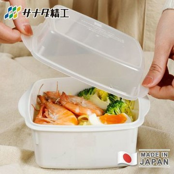 【SANADA 日本製】微波專用溫野菜保鮮盒 800ml-3入組｜蒸煮盒｜溫沙拉調理盒｜懶人蔬菜盒｜瀝水內籃設計｜日式便當盒