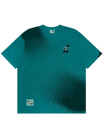 AAPE BY *A BATHING APE® - logo-print cotton T-shirt - men - Cotton - S - Blue