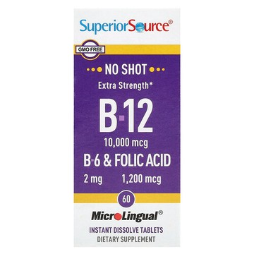 Superior Source, B-12、B-6 和葉酸，特強型，60 片 MicroLingual® 速溶片