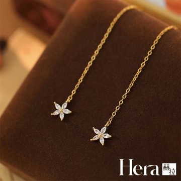 【HERA 赫拉】S925鍍14K金浪漫花朵線條耳針耳環 H115081804