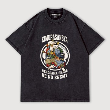 重磅 浮世繪日式織田貓 日本貓咪 貓大人 男女款做舊水洗純棉落肩短T 台灣獨家日式短T