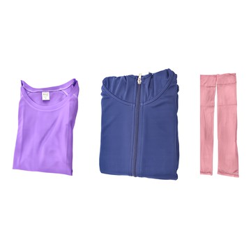 MI MI LEO 台灣製 機能防曬組  防曬外套 M 深藍色 + 路跑螢光T恤 L 螢光紫 9 x 42cm 500g  9 x 42cm