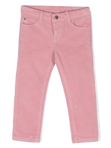 Knot - logo-patch corduroy trousers - kids - Cotton/Elastane - 12 yrs - Pink