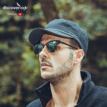 探索鷹短檐帽子男春夏天戶外帽透氣平頂帽運動登山帽防曬太陽帽潮