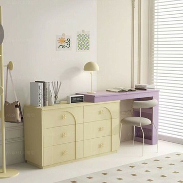 美式多巴胺風粉色女生梳妝臺 化妝桌子斗柜收納儲物一體式組合 主臥室收納櫃電視櫃 學習辦公書桌 電腦桌寫字桌翻蓋鏡轉角妝臺
