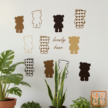【橘果設計】豆子小熊 餅乾熊熊 動物壁貼 無痕背膠 壁貼 牆貼 壁紙 DIY佈置 窗貼 佈置 櫥窗貼 可超取 台灣現貨