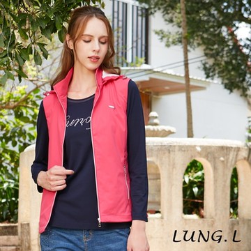 LUNG.L林佳樺 桃紅色帽子可拆式修身女裝背心LQ21D16