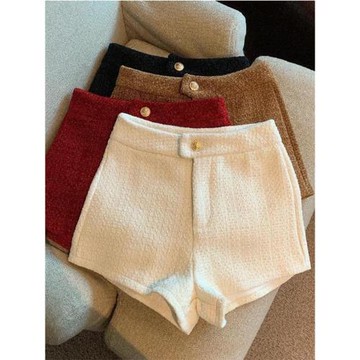 (免運)白色短褲女春季新款小香風性感顯瘦A字三分熱褲高腰闊腿打底靴褲