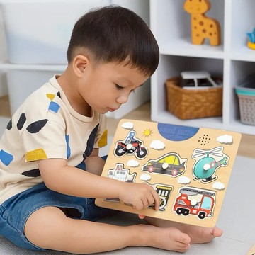 【安琪兒婦嬰百貨】 Googoogaga 聲音拼圖｜2歲以上兒童專用、早教感官玩具-交通工具