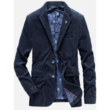 春季新款休閑西服男士單西休閑便服工裝西裝燈芯絨純色長袖外套男