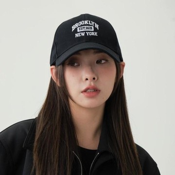 Minidu 男女通用布魯克林簡約刺繡棒球帽  黑色  Free