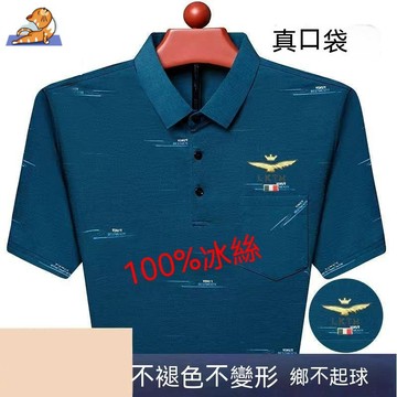 🔥【中老年男裝】夏裝涼感冰絲排汗透氣速乾短袖t恤翻領上衣 polo衫男 爸爸衣服PPLO衫 夏季男士短袖T恤冰絲涼