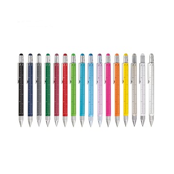 TROIKA 德國工程工具筆PIP20(多種顏色:黑/深藍/銀/鈦/黃)5-in-1多功能原子筆/觸控筆/起子/水平儀/比例尺