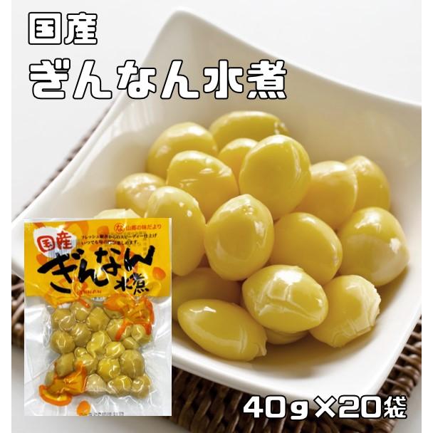 銀杏水煮 40g×20袋 国内産 イチョウ種子 国産 中尾物産 ぎんなん水煮 水煮野菜 茶碗蒸し 和食材 レトルト 調理素材 簡単 便利