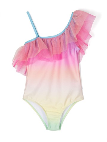 Molo - Nilla asymmetric ruffled swimsuit - kids - Recycled Polyester/Spandex/Elastane/Nylon/Spandex/Elastane - 122 - Pink