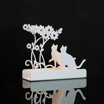 OPUS 東齊金工 歐式鐵藝信件架 桌面展示 書信收納  貓咪 優雅白  1個