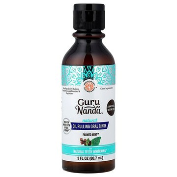 GuruNanda, 天然油拔漱口水，種植薄荷味，3 液量盎司（88.7 毫升）
