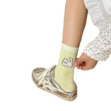 【台灣出貨】卡通襪子女春夏季薄款點子紗中筒襪透氣吸汗防臭百搭jk學院風長襪