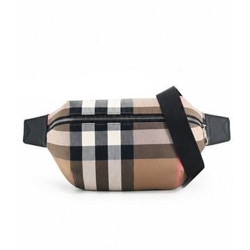 BURBERRY Sonny 格紋帆布腰包(褐灰色/棕色)