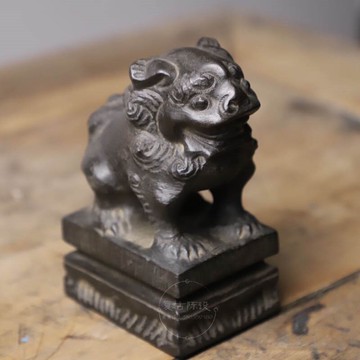 青石純手工案頭正臉茶席中堂案頭石獅擺件中式古典會所家居陳設