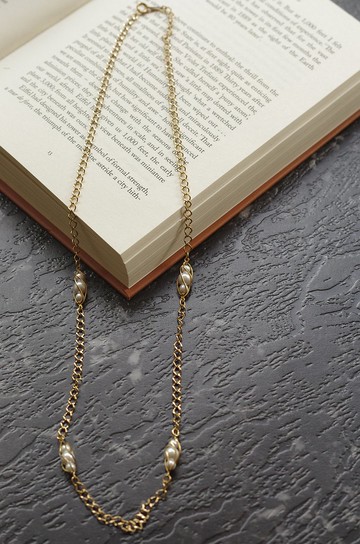 古董 Vintage Avon金色螺旋珍珠項鍊 細緻 N72