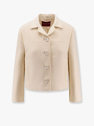 Wool and silk blazer with all-over GG motif - GUCCI - gender_Woman