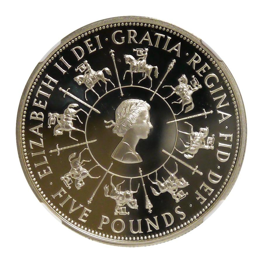 1993年 イギリス エリザベス2世 戴冠40年記念 5ポンド銀貨 NGC鑑定 
