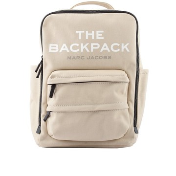 [平輸]MARC JACOBS The Backpack 帆布雙拉鍊方形後背包(米色)