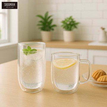 買一送一【仙德曼SADOMAIN】雙層玻璃咖啡杯2入組(350ml)共四杯