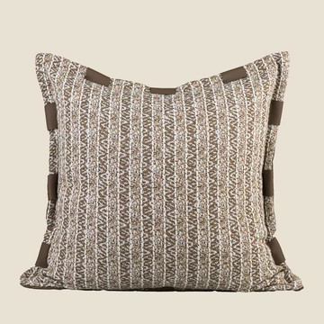 『百貨屋二號』侘寂風樣板間民宿酒店沙發靠枕高級感米咖肌理皮革拼接抱枕組合